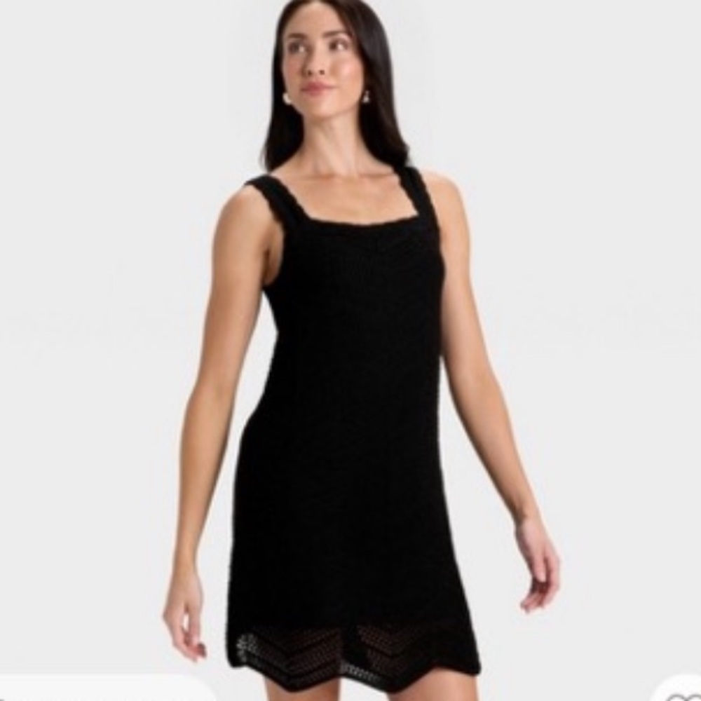 NWT  a new day Black crochet, mini shift dress size S